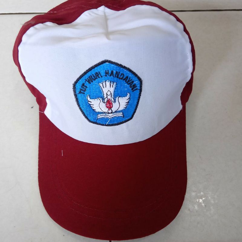 topi sd bordir biru /topi merah putih bordir biru tutwuri handayani