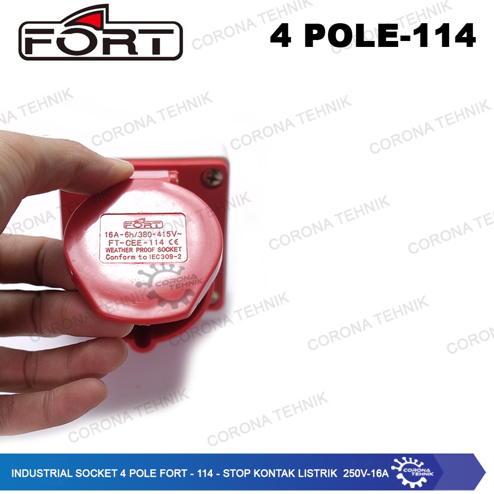 FORT - 114 - Stop Kontak Listrik 250V - 16A Industrial Socket 4 Pole