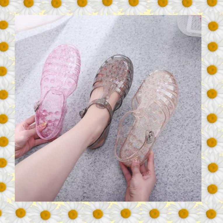 Booming MeishaAge jelly transparant gliter/meisha jelly shoes dewasa/sandal jelly wanita/sandal kare