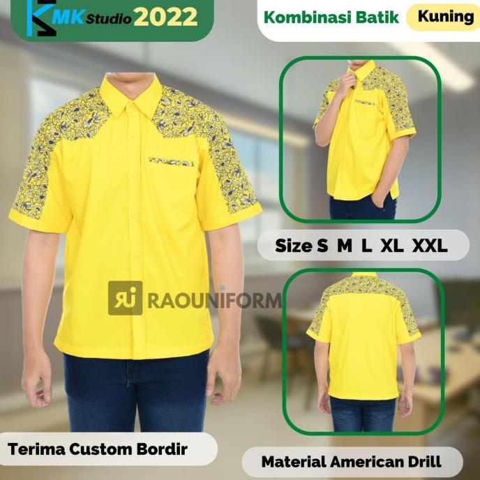 Grosir baju kombinasi batik/kemeja pria custom bordir/baju karyawan