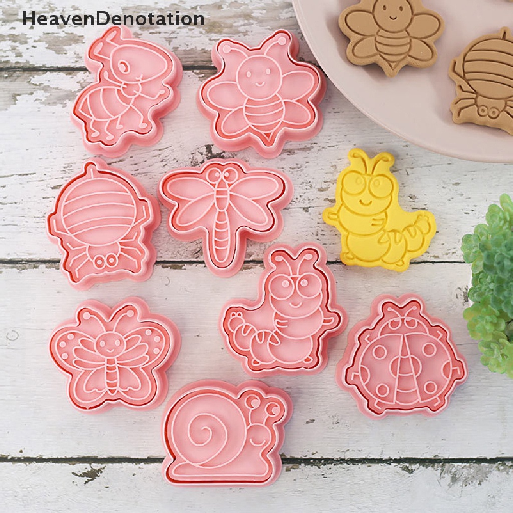 [HeavenDenotation] 8Pcs / set Forest Animal Elephant Lion 3D Cartoon Cookie Mold Biscuit Cutter Stamps Bee Butterfly DIY Fondant Plunger Cake Tools Kitchen Baking Pastry Bakeware Sup