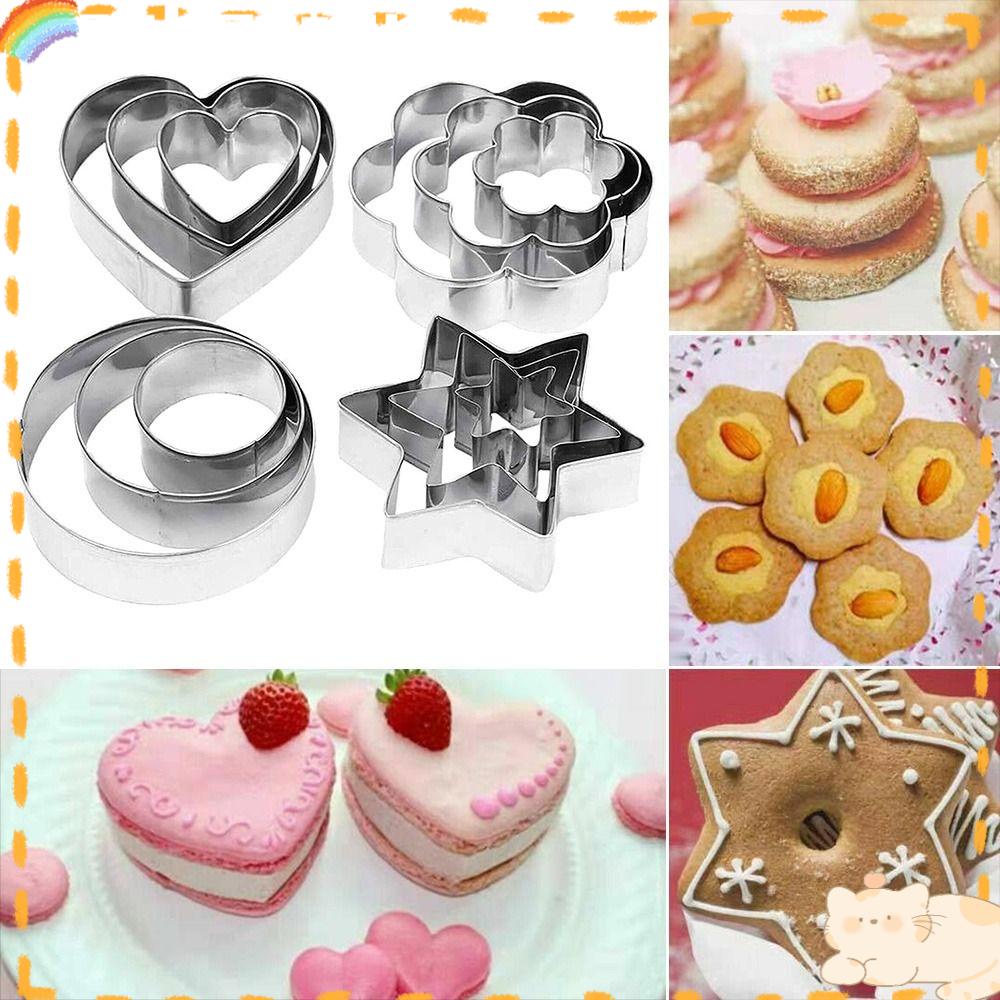 Solighter Cookie Cutter Set Alat Dapur Bentuk Hati Bintang Bunga Stainless Steel