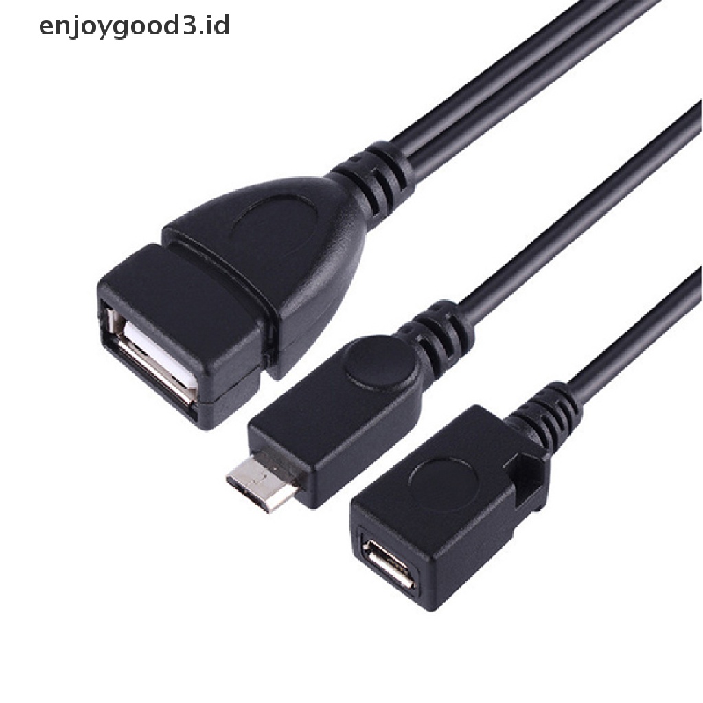 【 Rready Stock 】 1pc 2 In 1 OTG Micro USB Host Power Y Splitter USB Adapter To Micro 5 Pin Male Female Cable （ ID ）