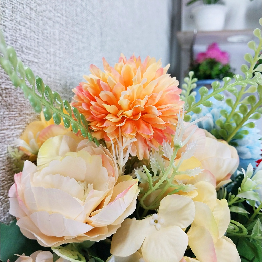 Bunga Hias Plastik Palsu Buket Austin Mix Artifical Flower Dekorasi Cantik Azgalery PBP144