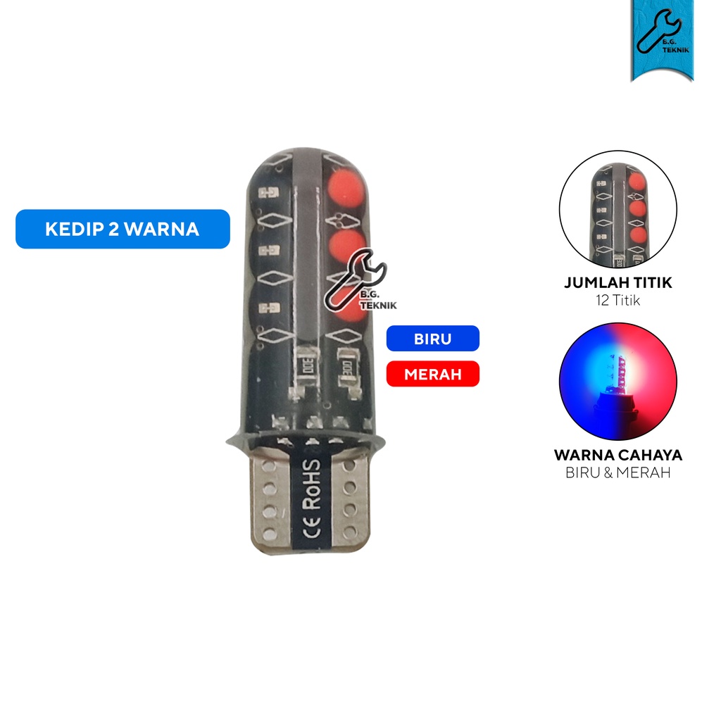 Lampu LED Kedip / Strobe / Flash T10 Jelly 1/2/4 Warna Lampu Senja/Sein