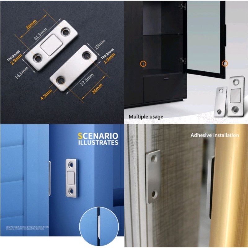 Magnet Plat Ultra Tipis Penahan / Penutup Pintu / Magnetic Door Closer / Penahan Pintu Lemari Manget / Penutup Laci Catches Magnetic Cabinet