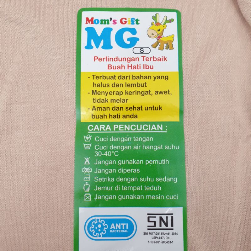 Setelan Bayi Mom Gift SNI S, M, L, XL Stelan Lengan Panjang + Celana Panjang Anti Alergi Bayi MG PP