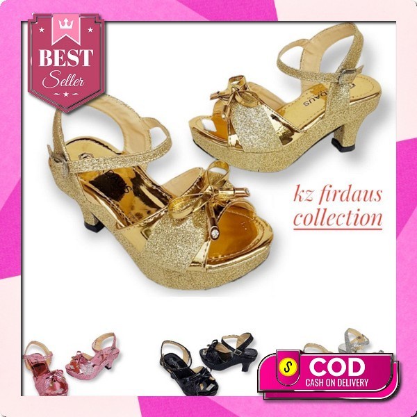 Sepatu Boot Heel Anak Perempuan Import Rimple Black Sepatu Anak Cewek Sendal Pesta Anak Perempuan Sa