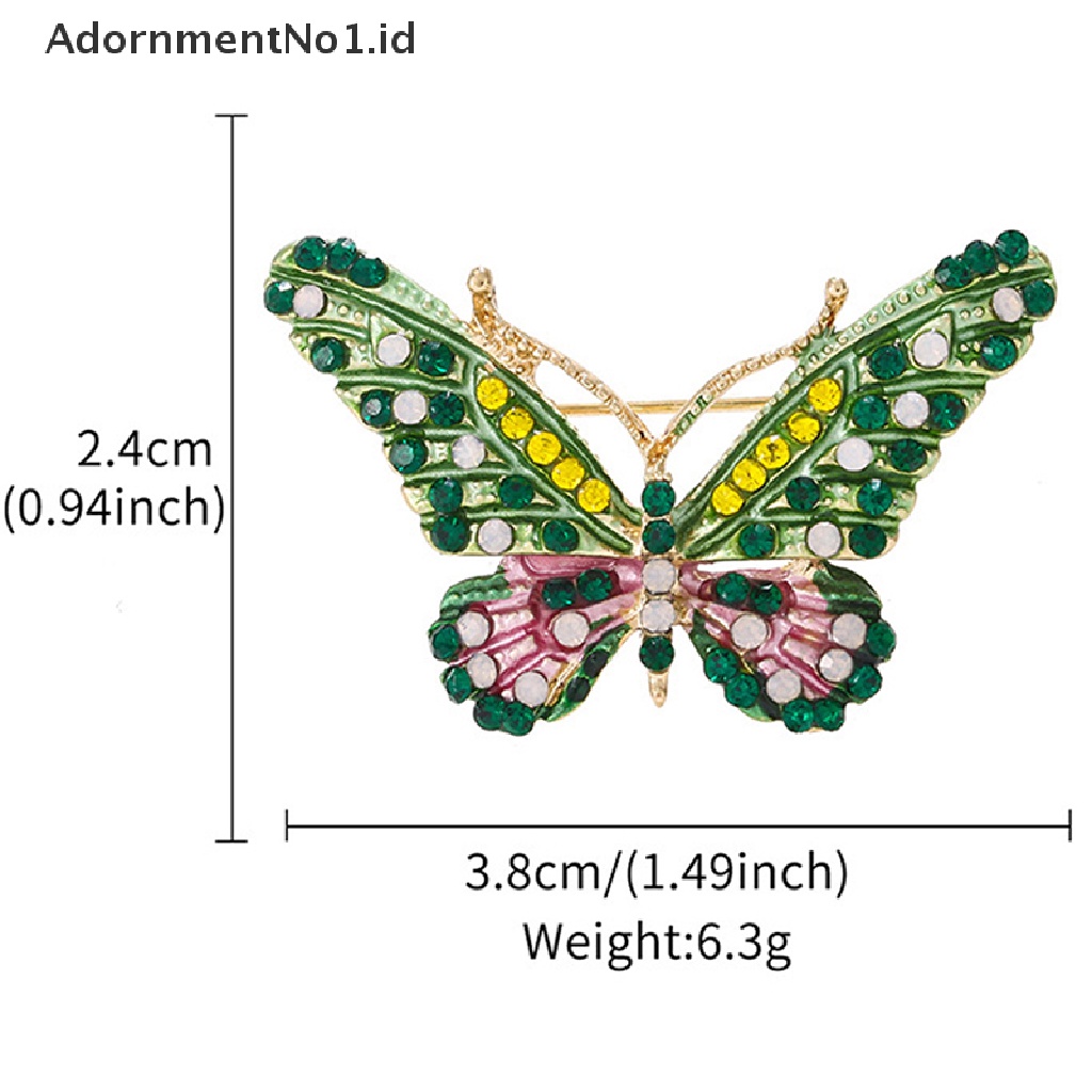 [AdornmentNo1] Pin Bros Kupu-Kupu Berlian Imitasi Hijau Elegan Untuk Aksesoris Pesta Pernikahan [ID]