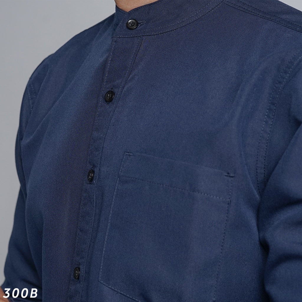 HSRM Kemeja Navy Polos Kerah Shanghai Pria Lengan Panjang OX Shirt 300 B