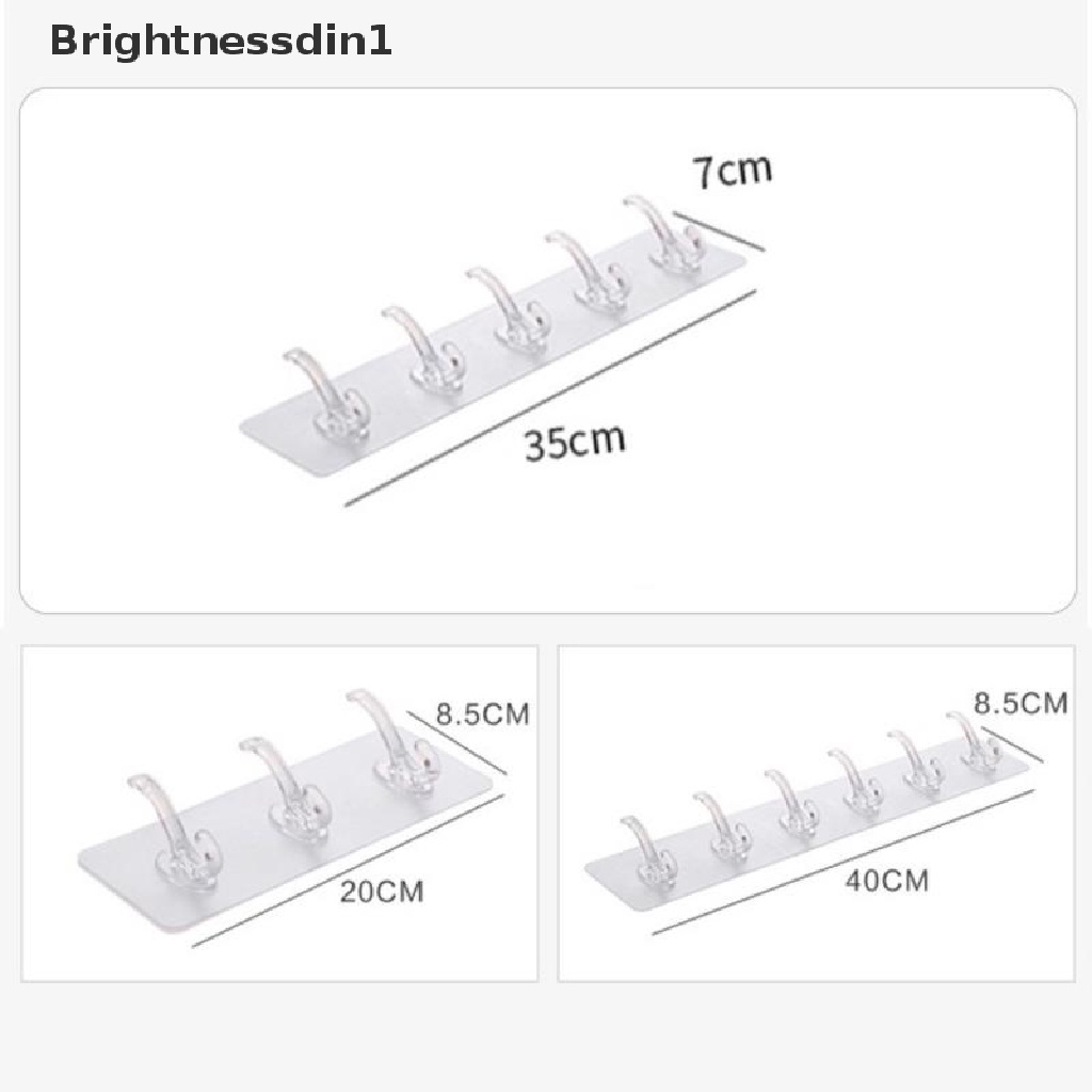 [Brightnessdin1] Kait Lem Plastik Transparan Kait Dapur Kamar Mandi Tanpa Paku Gantungan Dinding Butik