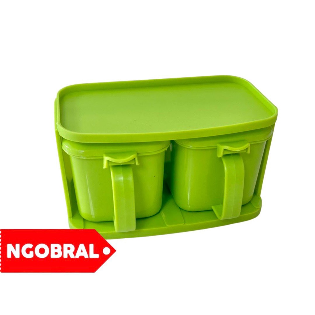 Tempat Rak Bumb Setu Dapur Rak Bumbu Segi + Sendok Tempat Bumbu Dapur Plastik Dengan Tutup Sendok