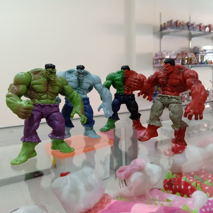 ✿ BISA COD✿ Pajangan figure hulk marvel set 4 warna merah hijau putih