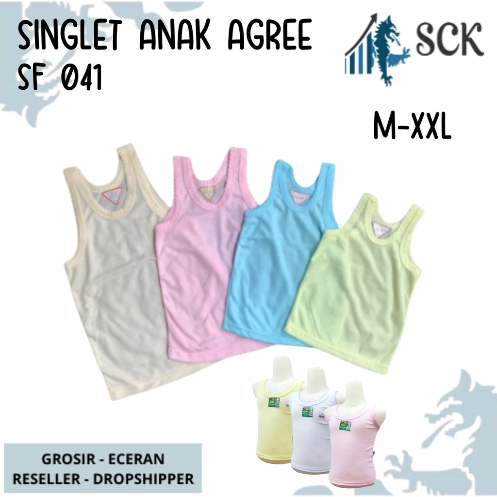 [ISI 3] Singlet AGREE Kids SF 041 Warna Warni  / Pakaian Dalam Anak AGREE / Singlet Bayi - sckmenwear GROSIR