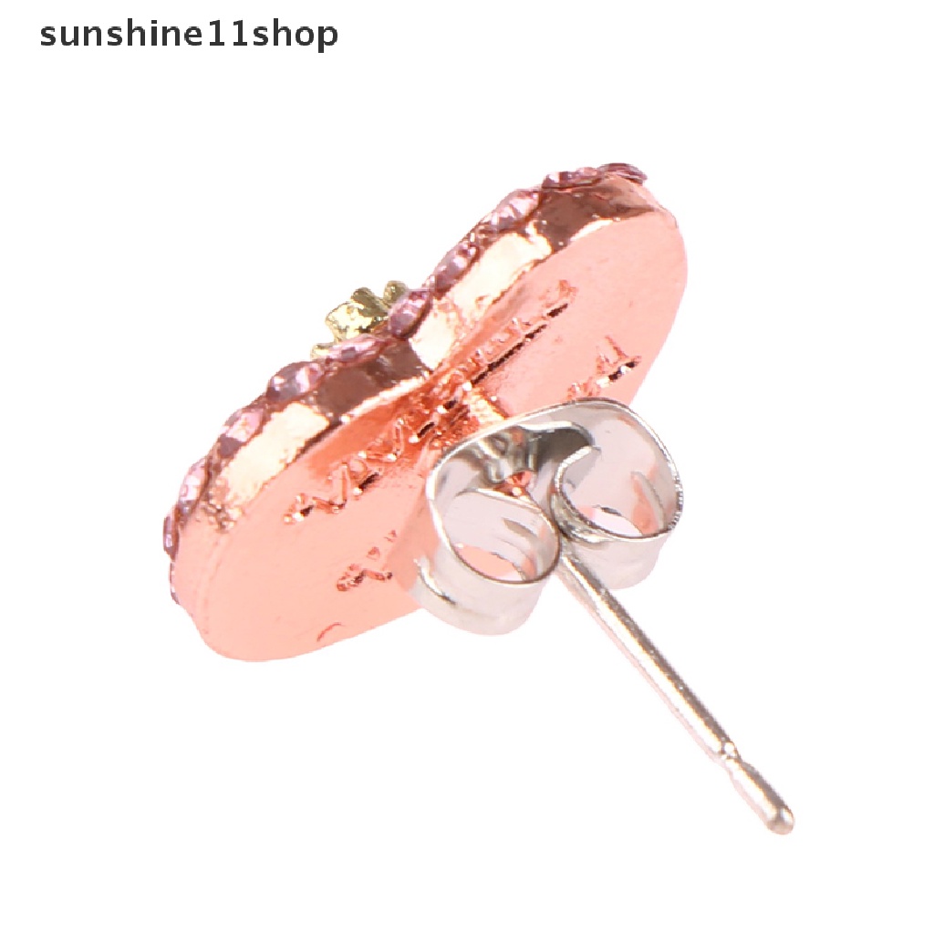 Sho 1pasang Empress Anting Kristal Saturnus Warna Pink Perak Tindik Stud Earrings N