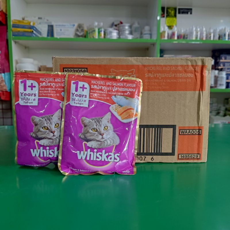 (24pcs) Whiskas sachet Mackerel and Salmon Adult 80gr