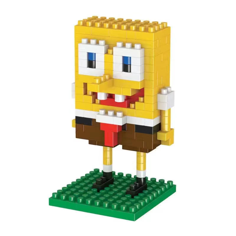 Puzzle Dimensi Kompatibel Dengan Lego Micro Diamond Partikel Kecil Blok Bangunan SpongeBob Anak Mainan Edukasi