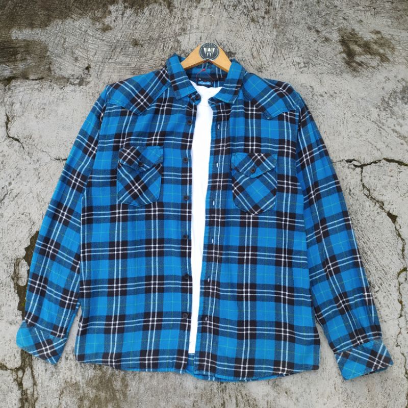 FLANNEL KAVU / KEMEJA FLANNEL KAVU BIRU