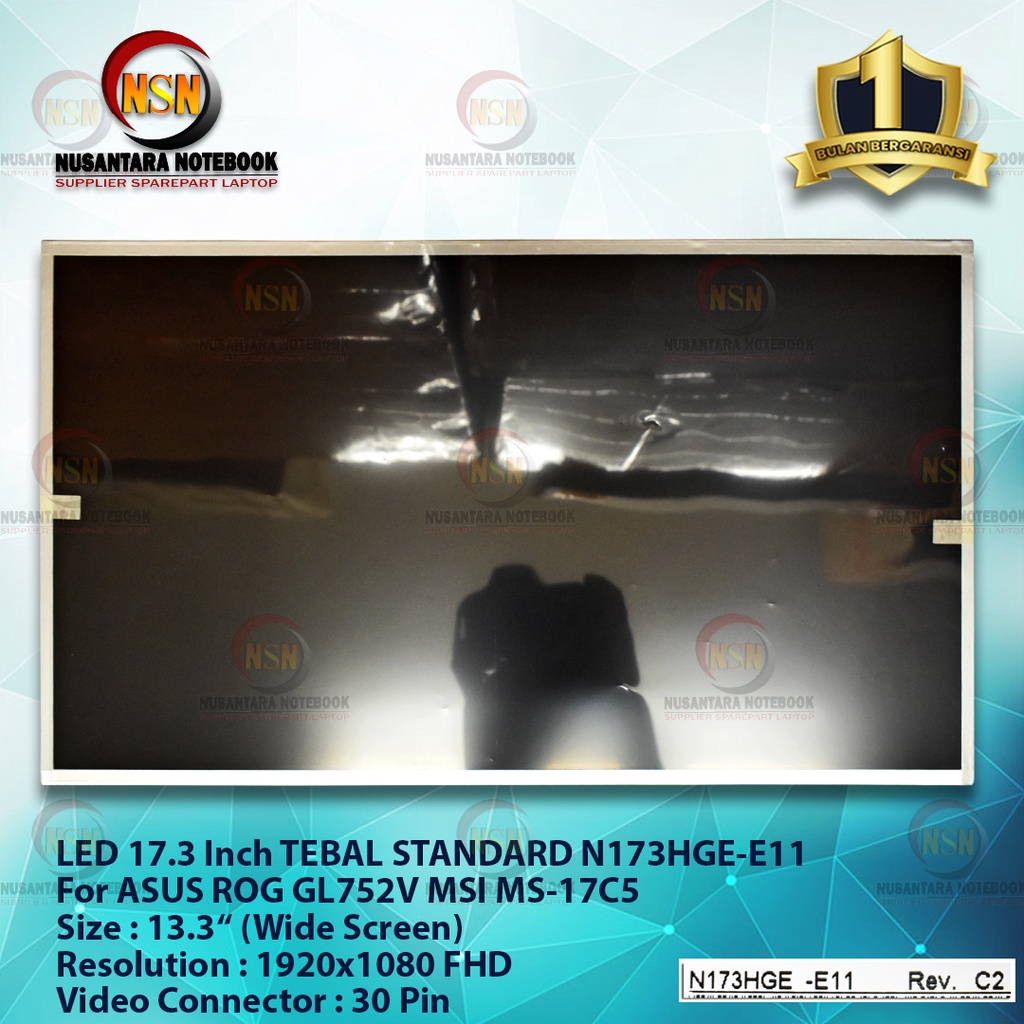 LED 17.3 Inch TEBAL STANDARD 30 PIN FHD N173HGE-E11 For ASUS ROG GL752V MSI MS-17C5