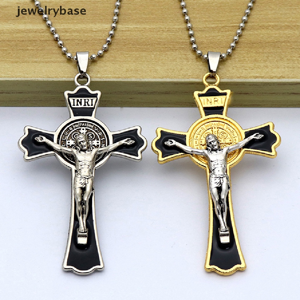 [jewelrybase] 1pc Kalung Kristen Salib Yesus Aksesoris Pakaian Retro Warna Tua Kalung Butik