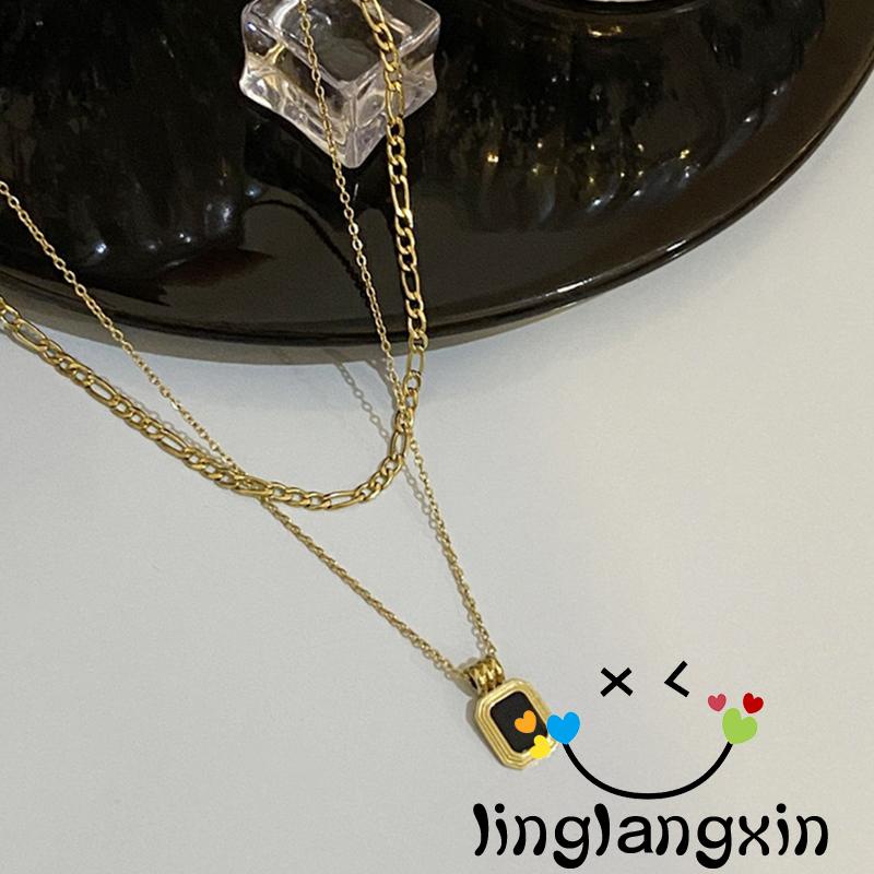 Llx-kalung Rantai Tulang Selangka Kasual Pesta Double Layered Permata Tergantung