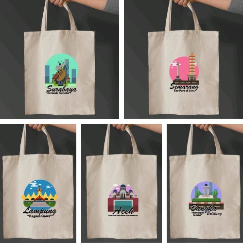 Totebag Resleting Nusantara bahan canvas