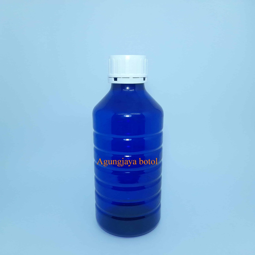 Botol Pet 1 L Biru Tutup Segel Besar / Botol Plastik / Botol Kimia / Botol Pupuk Cair / Botol Madu /