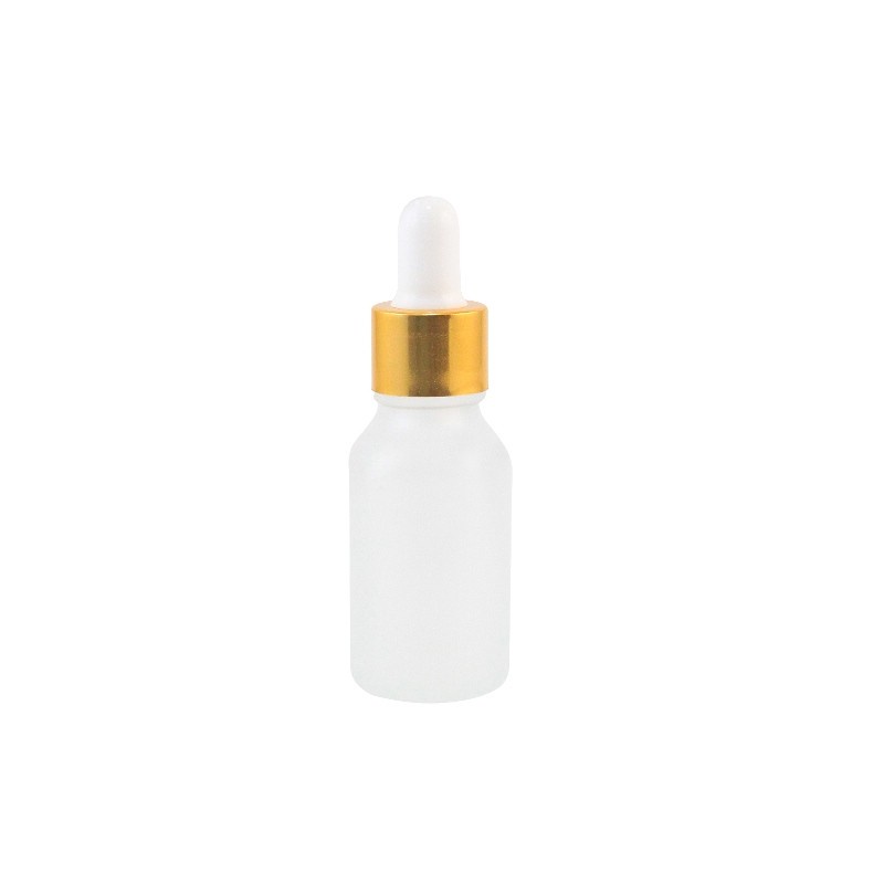 TERMURAH BOTOL KACA PIPET 15ML DOFF PUTIH -TUTUP PIPET PUTIH RING GOLD