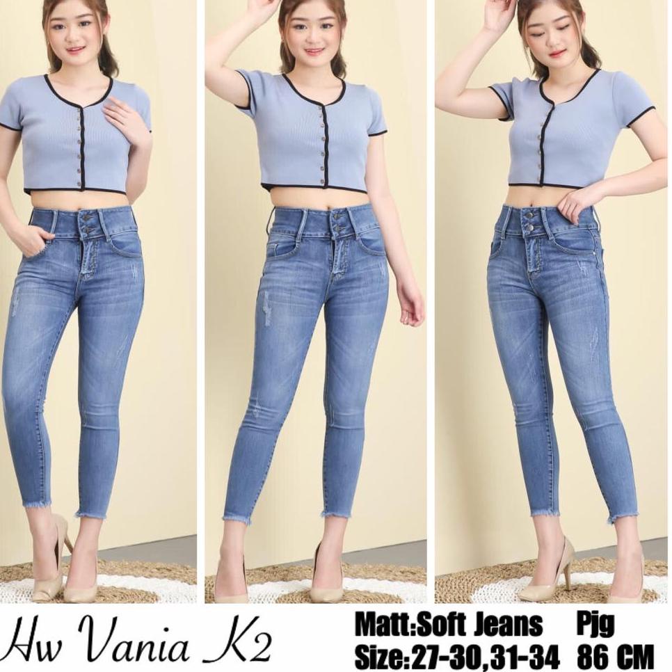 Murah Banget CELANA JEANS WANITA HHWAIST VANIA K2 LHT BLUE / HW VANIA LHT BLUE