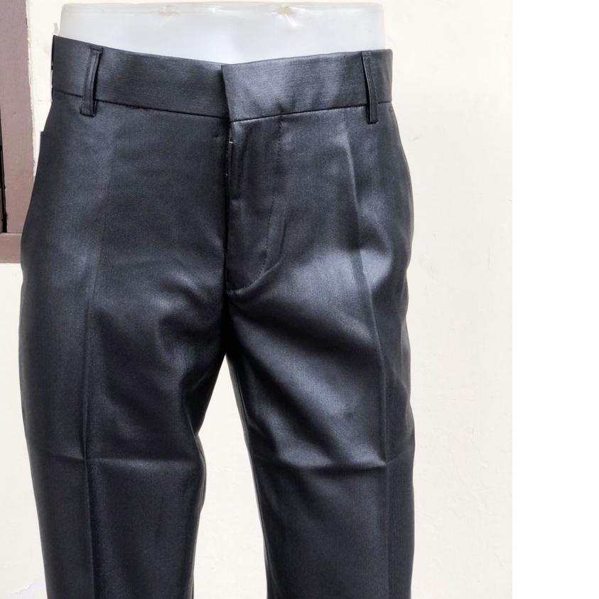 ♟ celana bahan dasar mengkilap slimfit pria / celana formal metalik pria slimfit ➷