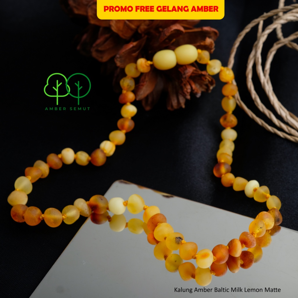 Kalung Amber Baltic Milk Lemon Matte [New Born - Junior]