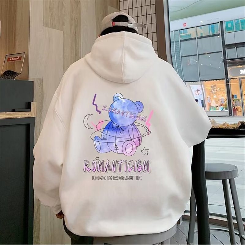 Promo Cod Hoodie Couple Pria Wanita BEAR ROMATICISM Amerika Niche Desain Rasa Teka-teki Cinta Cetak Sweter Berkerudung Longgar Pria dan Wanita Musim Semi dan Musim Gugur Jaket Pasangan Pakaian