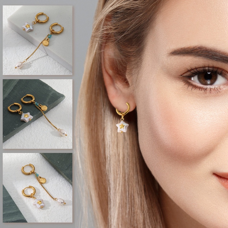 Tahan Air Dan Tahan Luntur Fashion Mutiara Air Tawar Alami Anting Drop Wanita Anti Karat