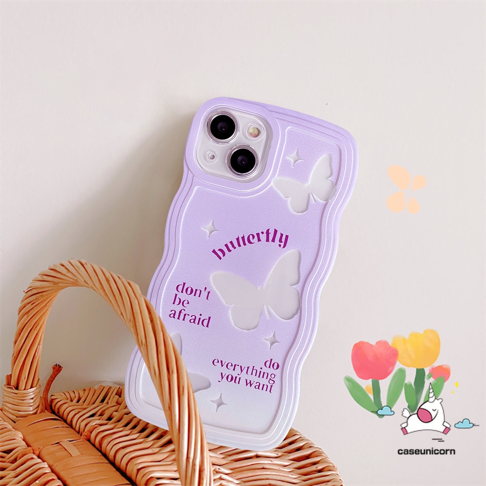 Casing Tepi Bergelombang Gradasi Ungu Untuk Samsung A14 A13 A23 A50 A04s A12 A04E A04 A03s A31 A32 A21s A53 A52 A11 A50s A22 A52s A51 A33 A02s A30s A20 Kupu-Kupu Fantastis Soft Cover