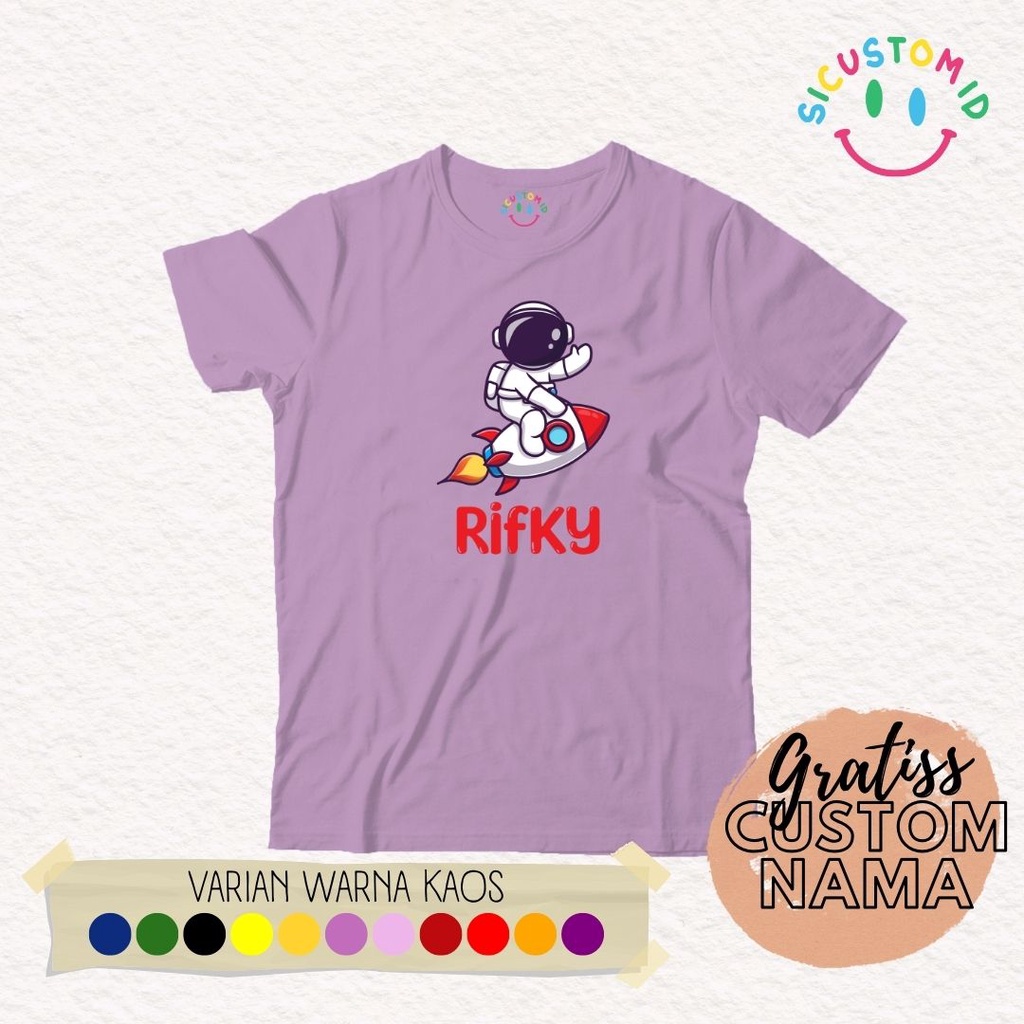 TERLARIS BAJU KAOS ANAK TANGAN PENDEK CUSTOM GRATIS NAMA KARTUN ASTRONOT FREE CUSTOM