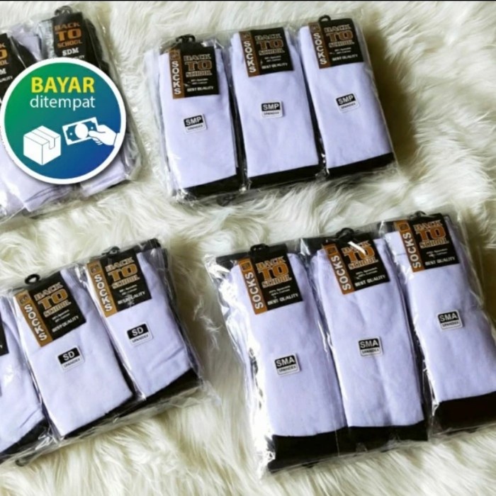 Grosir Termurah !! Kaos Kaki SEKOLAH SD SMP SMA SMU SMK Hitam Putih