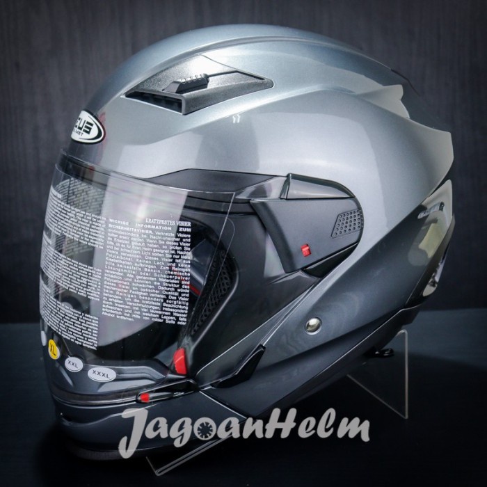 Terlaris Zeus Helm Zs611C Titanium Solid Glossy Zs 611C Double Visor
