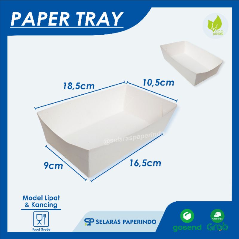 ISI 100pcs | Paper Tray Ivory Putih Polos Tray - tempat ayam goreng dine in piring kertas cafe resto