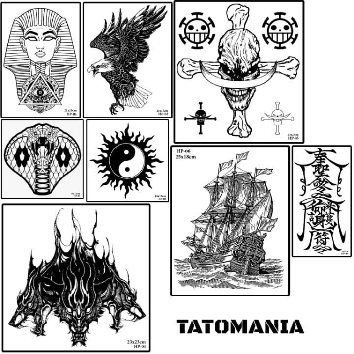 HM-Stiker tato temporer semi permanen Motif Punggung Paha Dada