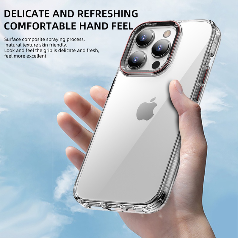 NEW !! For iPhone case （ 13 13 Pro 13 Pro Max 14 14 Pro 14 Pro Max high-quality Transparent housing aluminum alloy independent button+camera protection Mobile phone shell ）