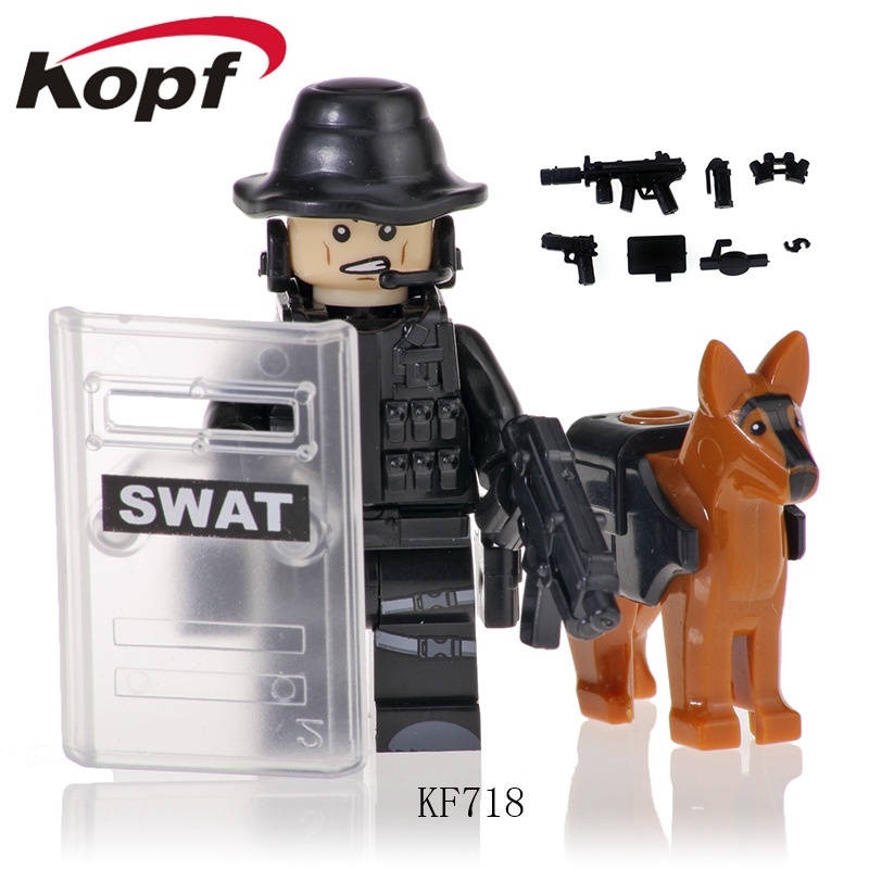 Blok Bangunan Khusus Polisi Minifigures Police Team Dog Mini Angka Mainan Rakitan Anak Hadiah Ulang Tahun