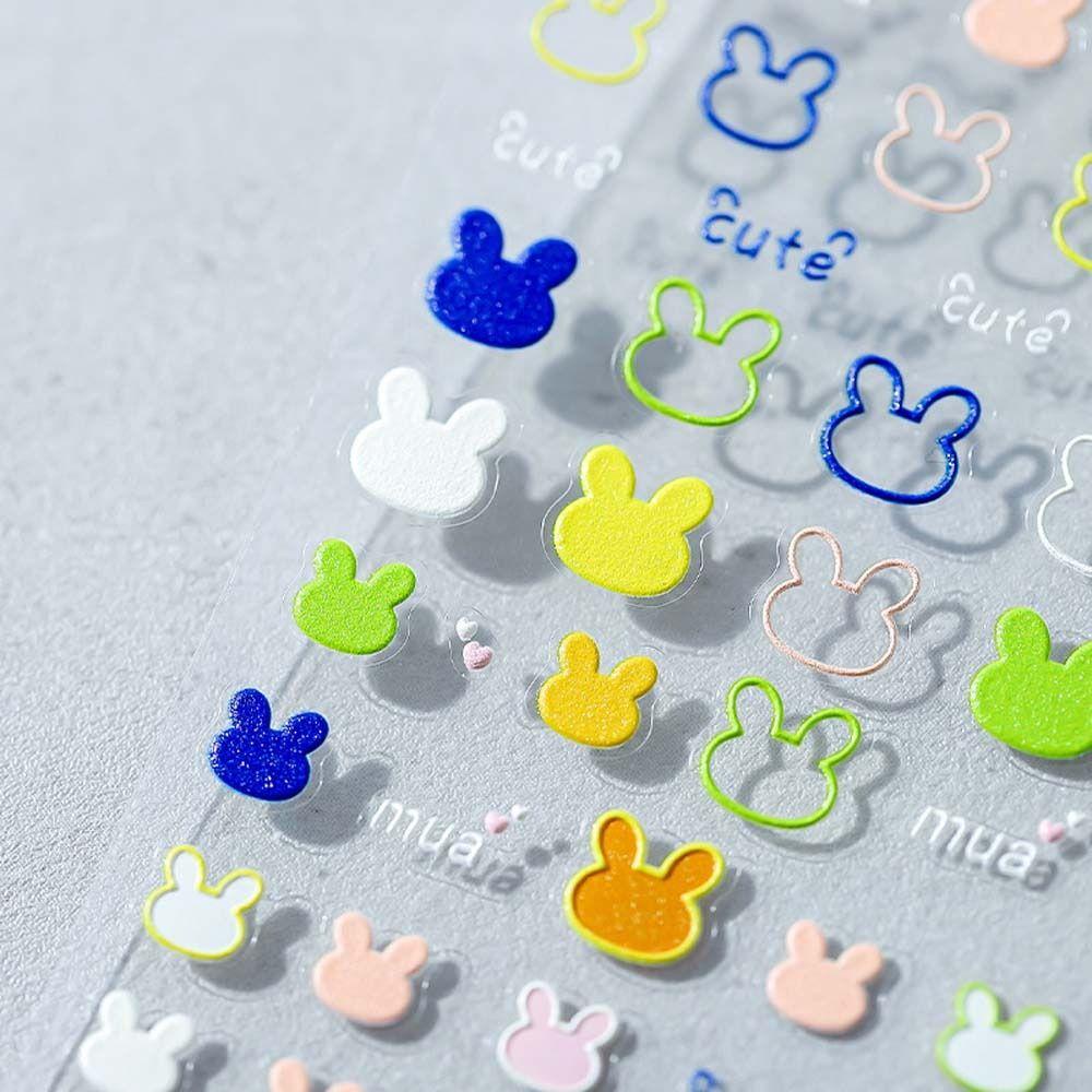 Mxbeauty Kartun Stiker Kuku Wanita Perekat Diri Anjing Sapi Beruang Hewan Stiker Kuku Nail Art Dekorasi