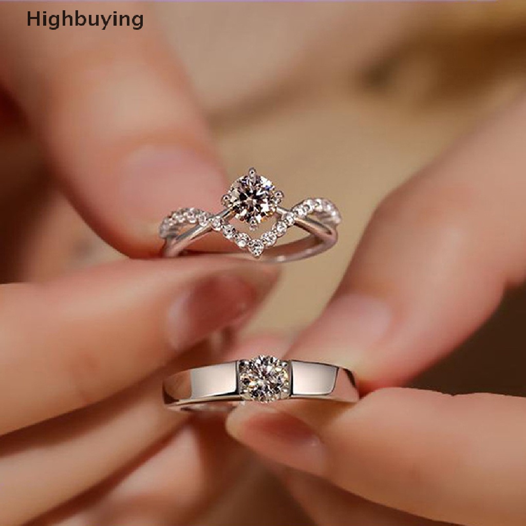 Hbid Fashion Cincin Pasangan Bertatahkan Zirkon Dapat Disesuaikan Untuk Wanita Pria Cincin Kawin Perhiasan Hadiah Glory