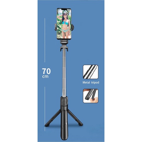 (NC) 3in1 Tongsis Tripod holder XT-02 Bluetooth Selfie Stick Remote + key board bluetooth for all tipe hp