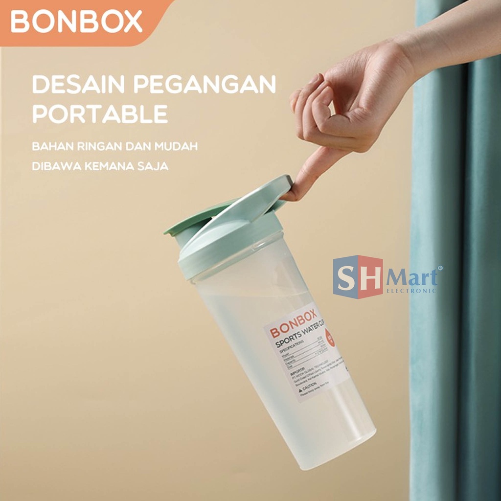 BONBOX BOTOL MINUM SHAKER PORTABLE PLASTIK SPORT ANTI BOCOR FOOD GRADE - GREEN