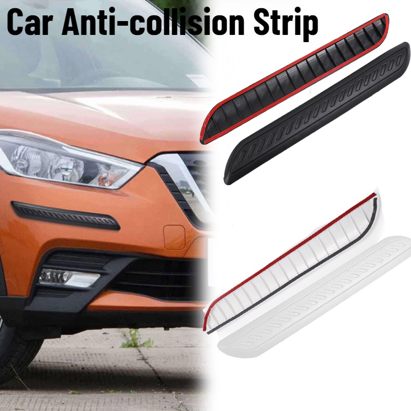 2pcs Strip Pelindung Anti Gores Garis Serat Karbon Imitasi Perekat Diri Karet Strip Pelindung Anti-Tabrakan Strip Spion Bumper Pelindung Tepi Pintu