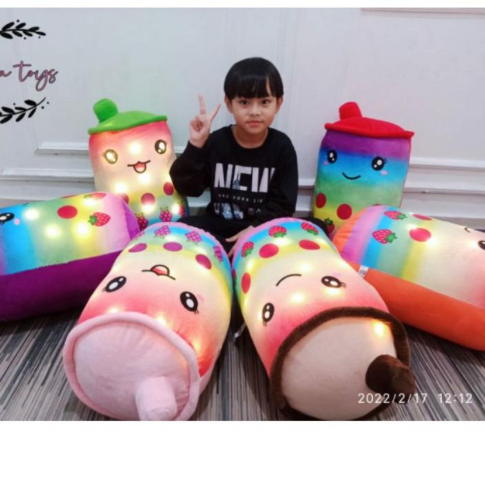 ✦ Boneka BOBA RAINBOW LED,BOBA  milk LED boba boneka minuman boba printing dan Bordir Ukuran L dan j