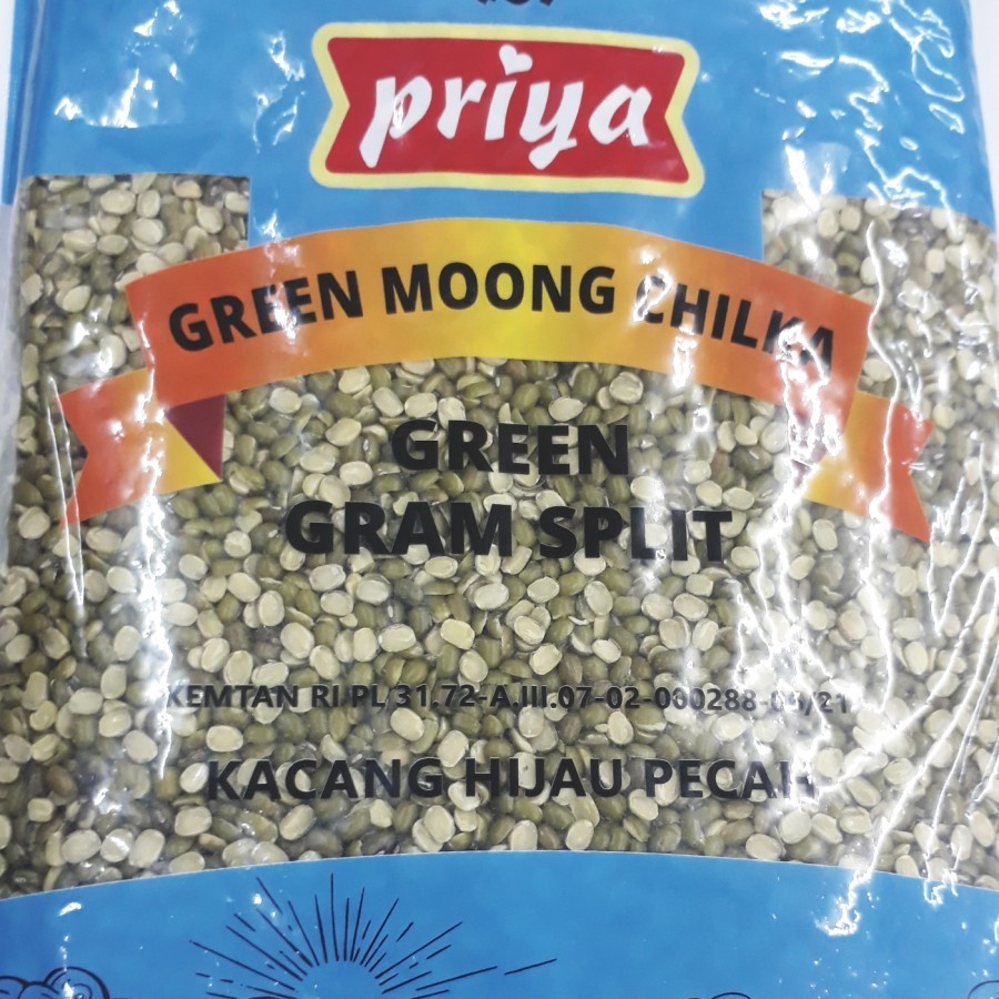 

GREEN GRAM SPLIT PRIYA 500G / Kacang Hijau Pecah/ Green Moong Chilka