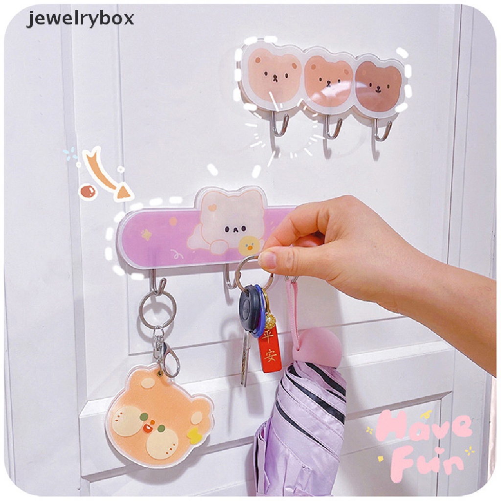 [jewelrybox] Kartun Dinding Kait Berat Kuat Perekat Diri Kait Mulus Stiker Hook Penyimpanan Butik