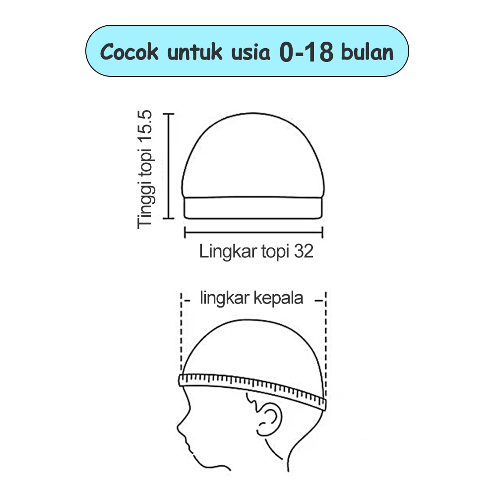 Lakhu Topi Bayi Newborn 0-18Bulan / Kupluk Bayi Unisex Import 100% Cotton